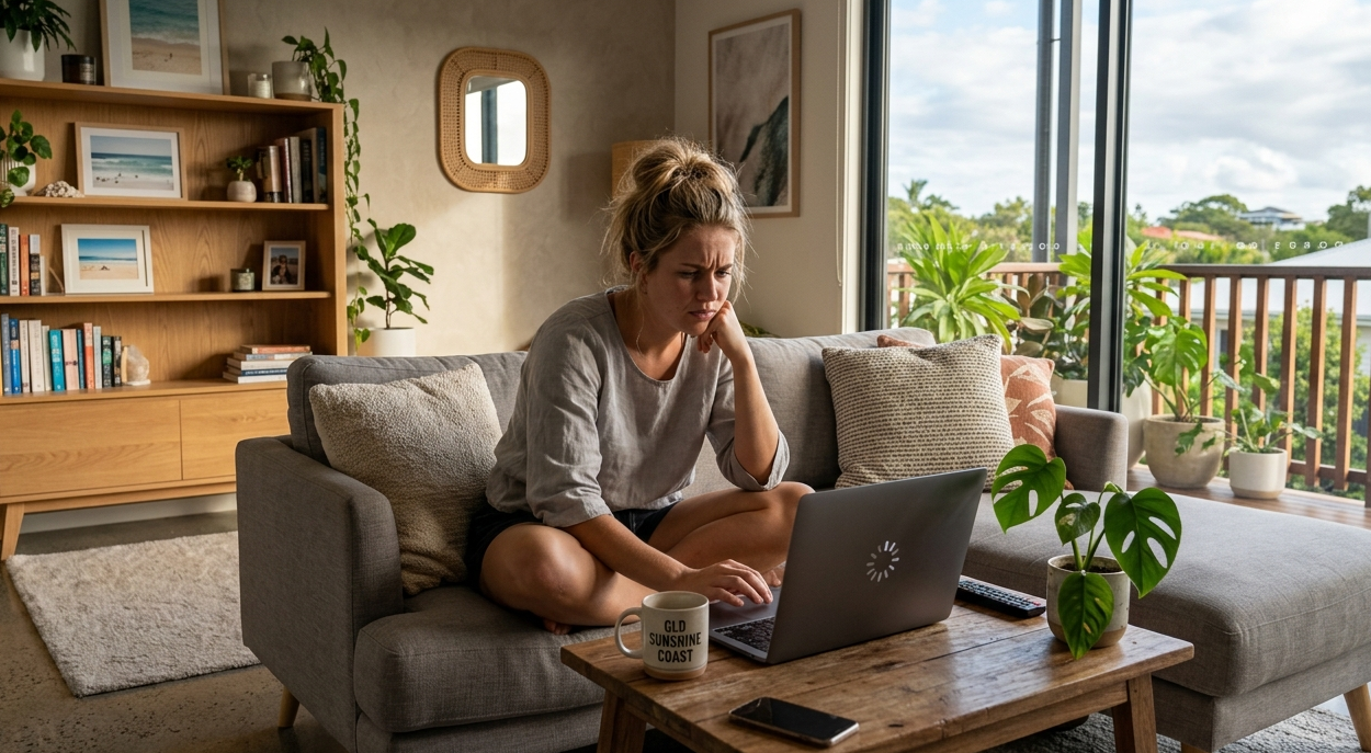 Slow internet frustrating Australian woman on the Sunshine Coast