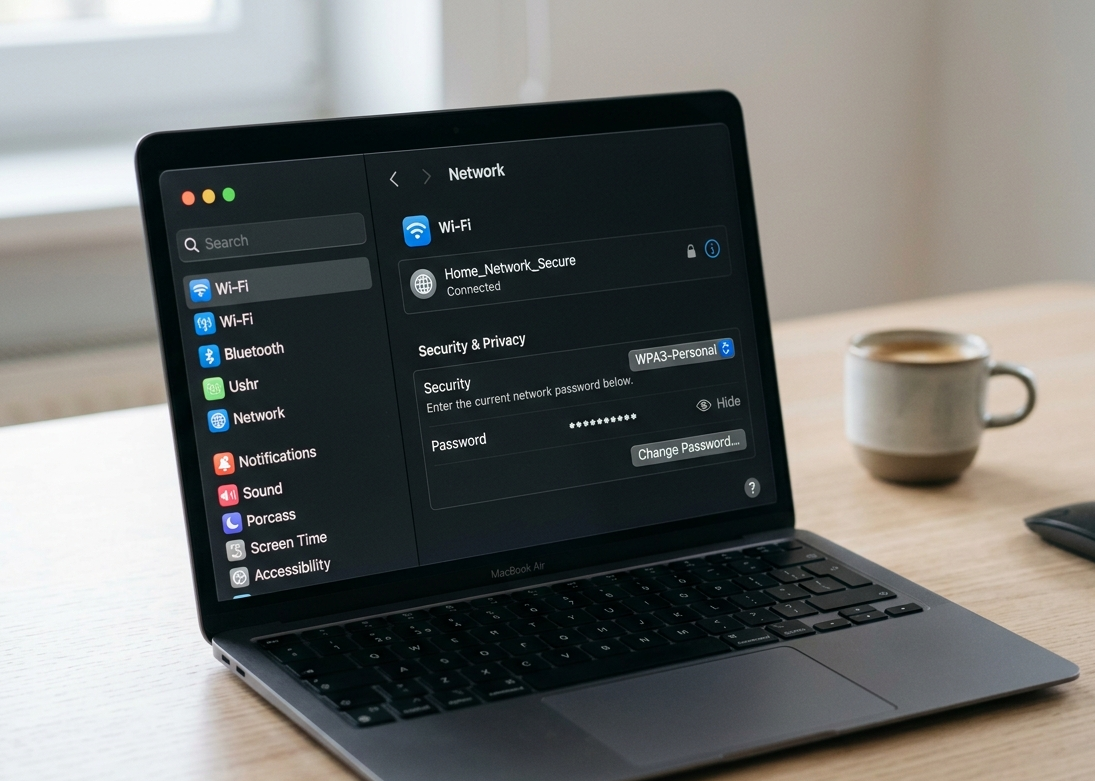 Home Wi-Fi security settings showing WPA3 encryption Sunshine Coast
