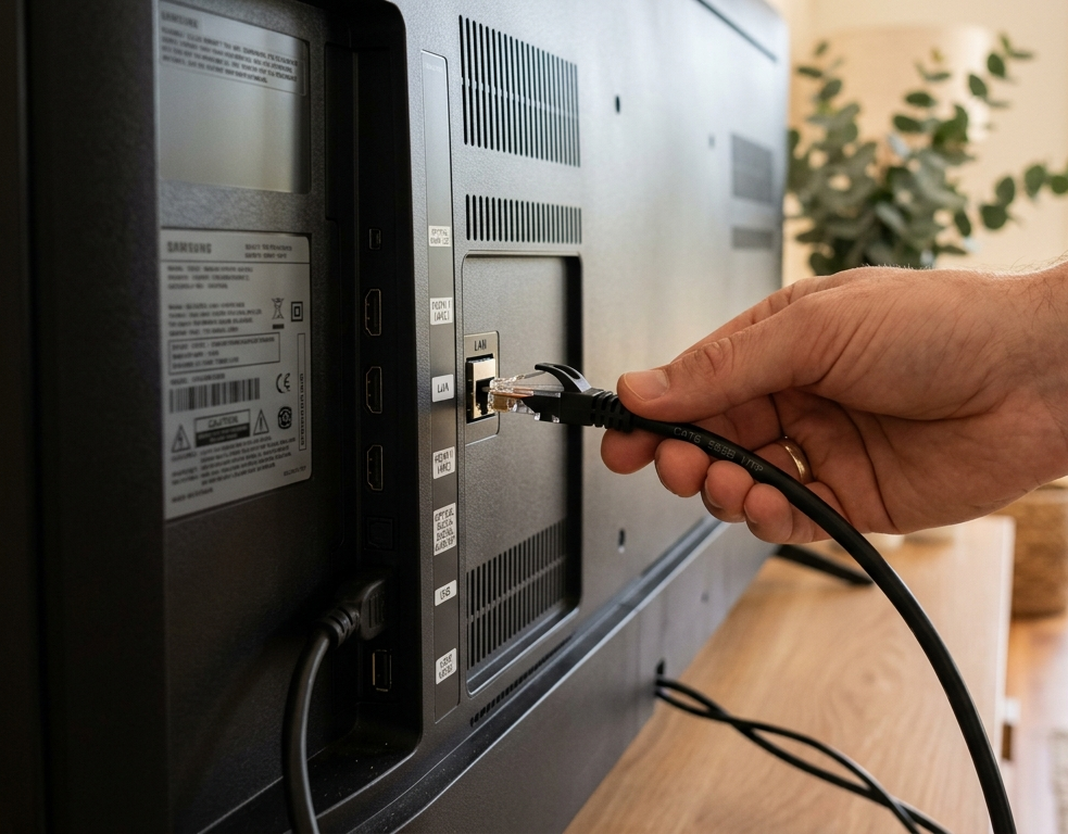 Streaming buffering issues fixed by Ethernet cable connected to smart TV Sunshine Coast