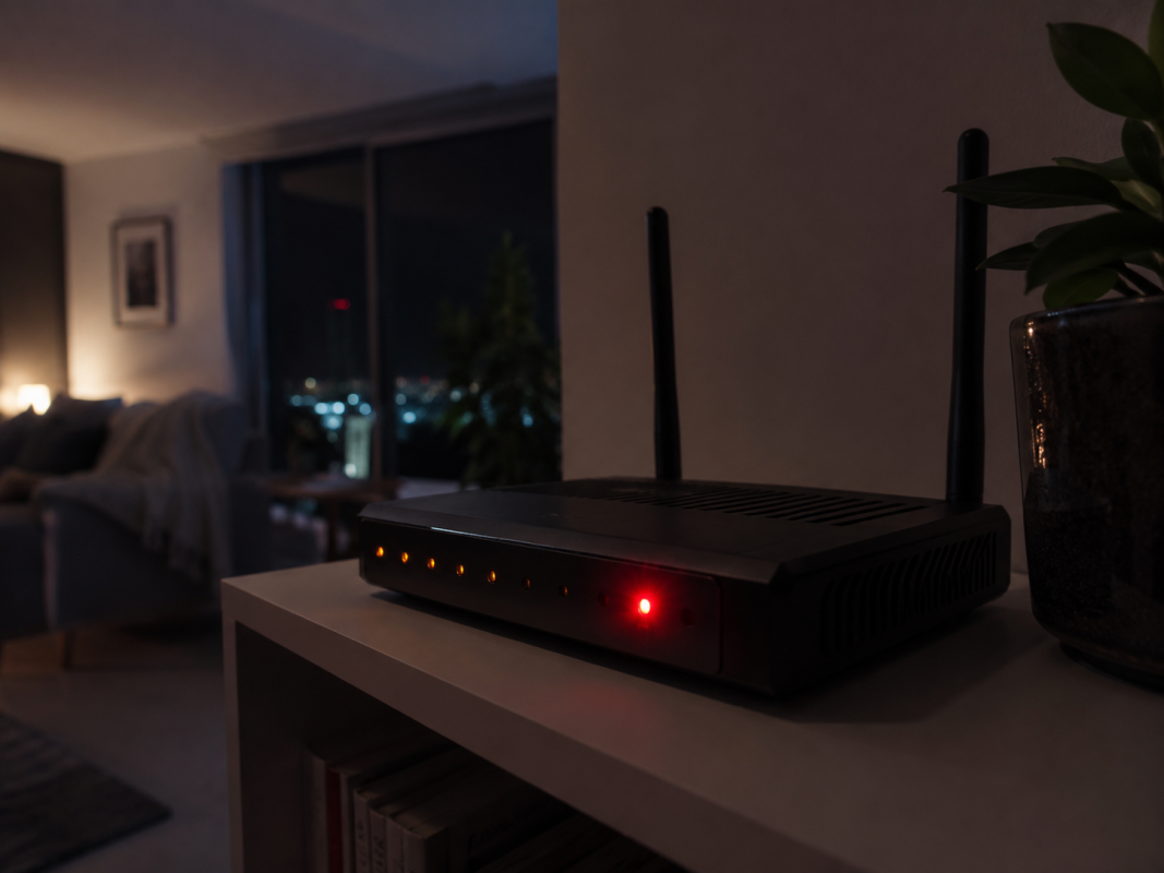 Wi-Fi slows down at night router warning light overloaded Sunshine Coast home