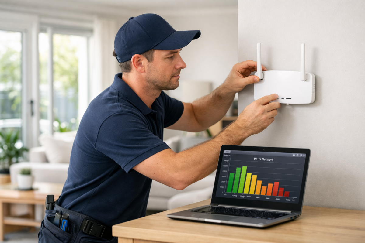 Professional Wi-Fi Installation Services Sunshine Coast team at work